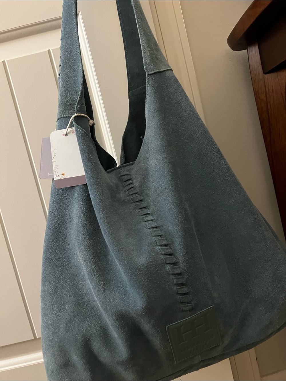 NWT Haute Hippie Light blue suede purse